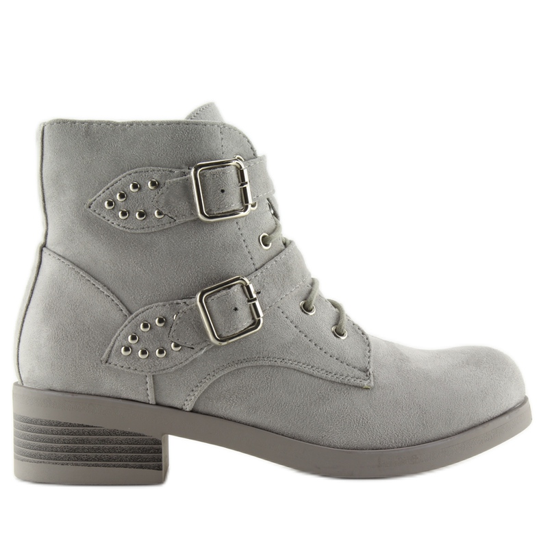 Stivali Stringati Con Fiocchi Grigio C-7101