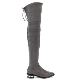 Fashion Moschettieri grigi con perle grigio