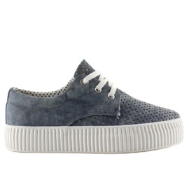 Sneakers con suola alta K1720301 Jeans blu
