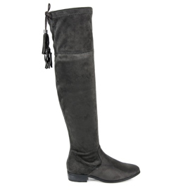 Yes Mile Stivali sopra il ginocchio con frange grigio
