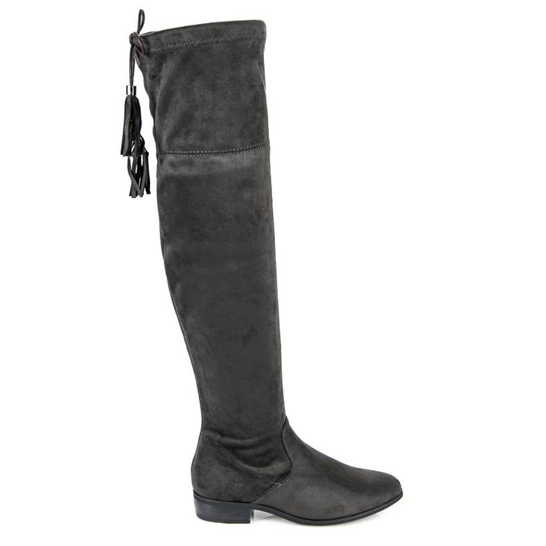 Yes Mile Stivali sopra il ginocchio con frange grigio