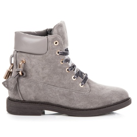 Ideal Shoes Lavoratori In Pelle Scamosciata Legati Con Un Nastro grigio