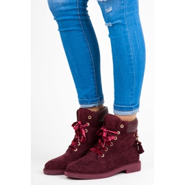 Ideal Shoes Lavoratori Maroon Legati Con Un Nastro rosso