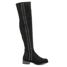 Ideal Shoes Stivali con rilegatura decorativa nero