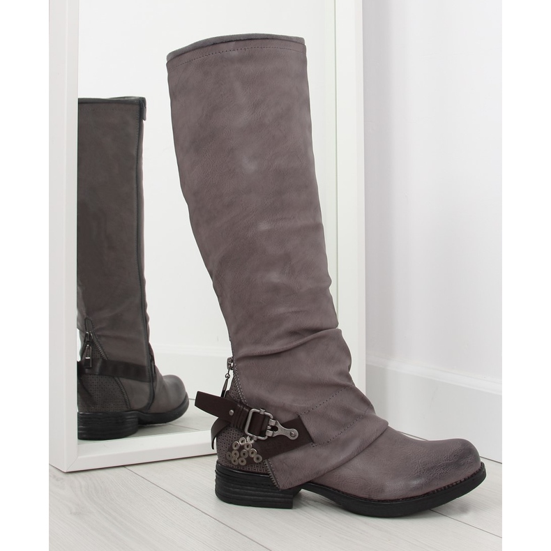 Stivali da equitazione grigi grigi F2180 marrone grigio