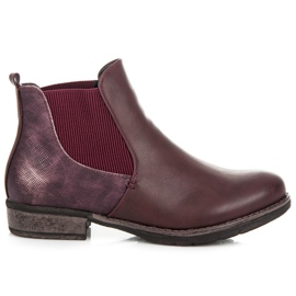 Bello Star Stivali bordeaux con tacco piatto rosso