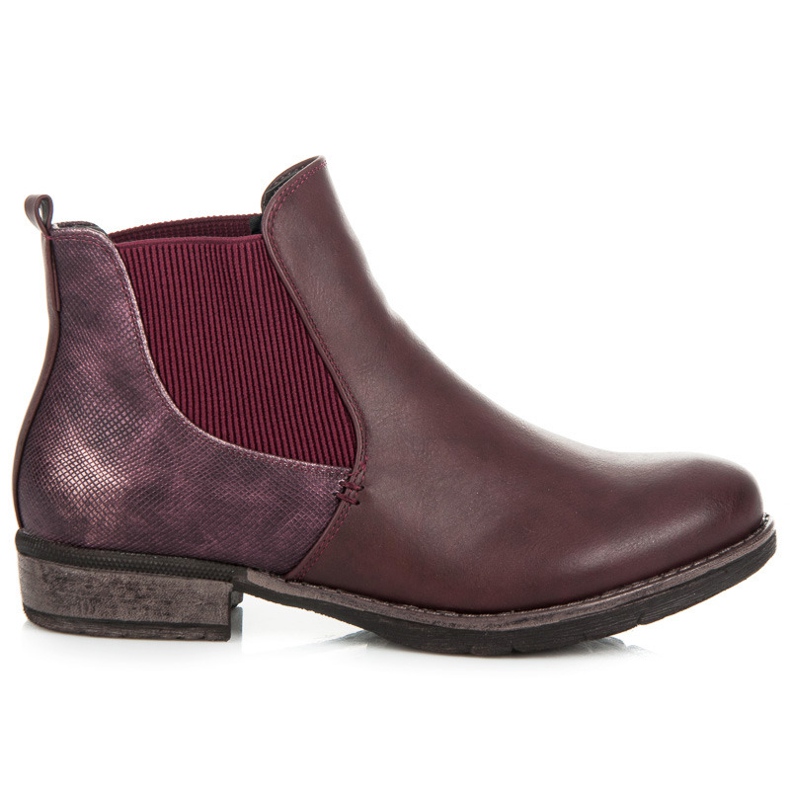Bello Star Stivali bordeaux con tacco piatto rosso