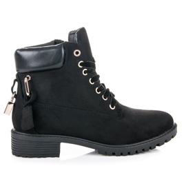 Bestelle Comodi trapper in pelle scamosciata nero