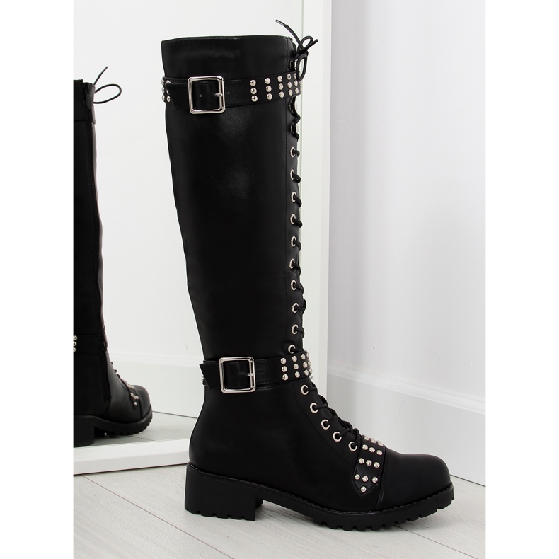 Stivali da equitazione con borchie nero PE116 nero