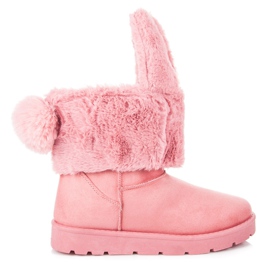 Doposci con orecchie staccabili e pompon rosa