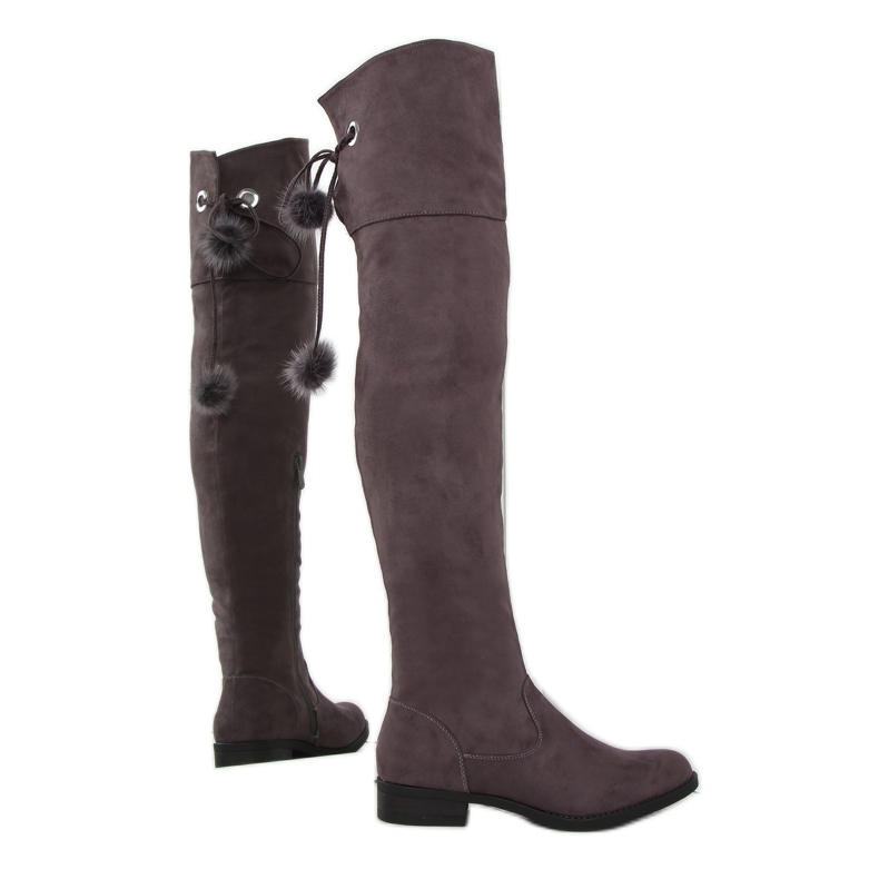 Stivali da moschettiere moka con pompon multicolore marrone