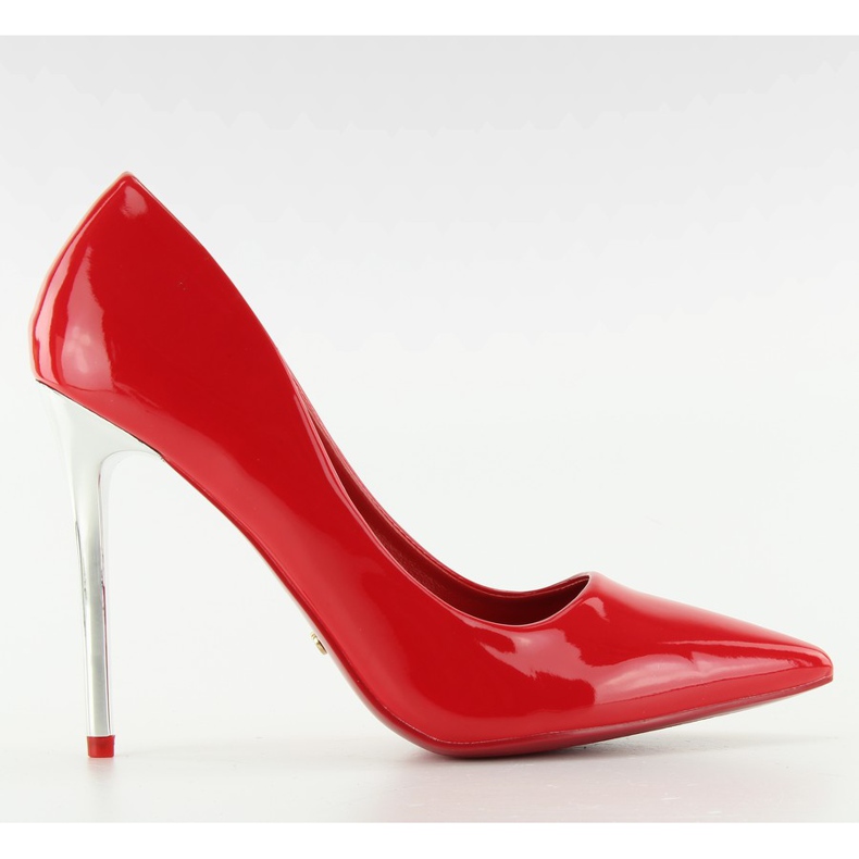 Décolleté rosse con tacco argento NF03 Rosso