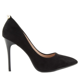 Tacchi alti neri classici con perle Aj-531 nero