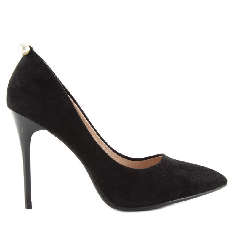 Tacchi alti neri classici con perle Aj-531 nero