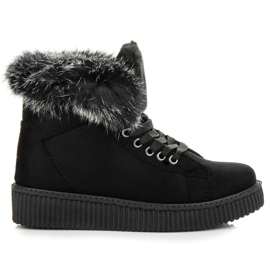 Stivali Creepers Con Pelliccia nero