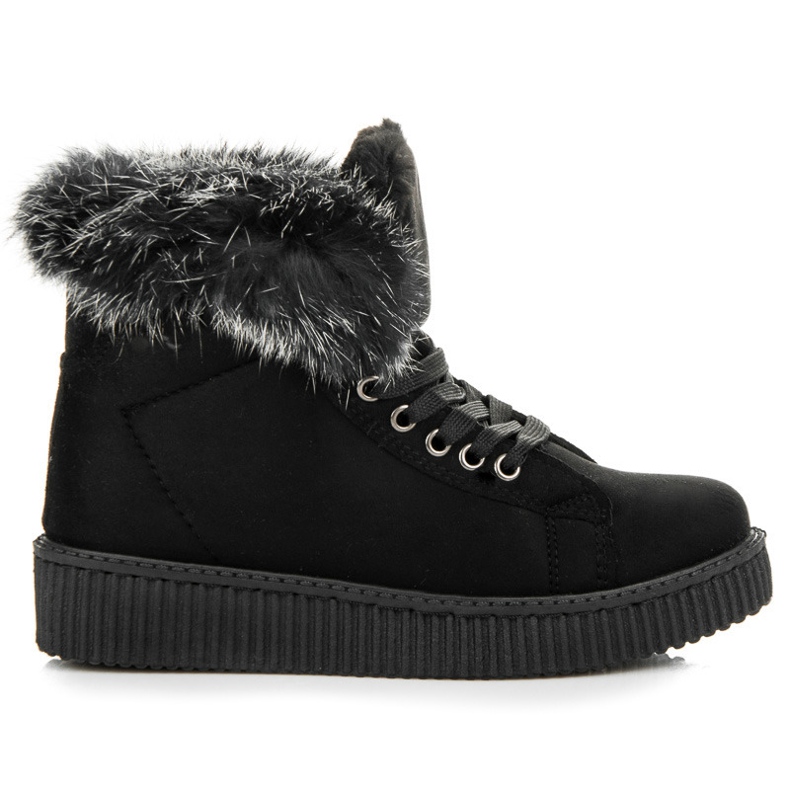 Stivali Creepers Con Pelliccia nero