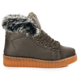 Stivali Creepers Con Pelliccia verde