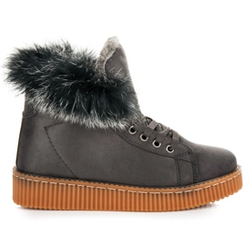 Stivali Creepers Con Pelliccia grigio