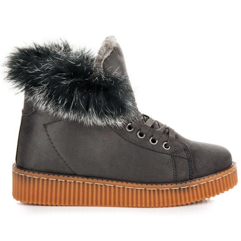 Stivali Creepers Con Pelliccia grigio