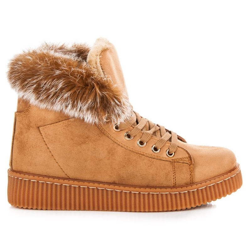 Stivali Creepers Con Pelliccia marrone