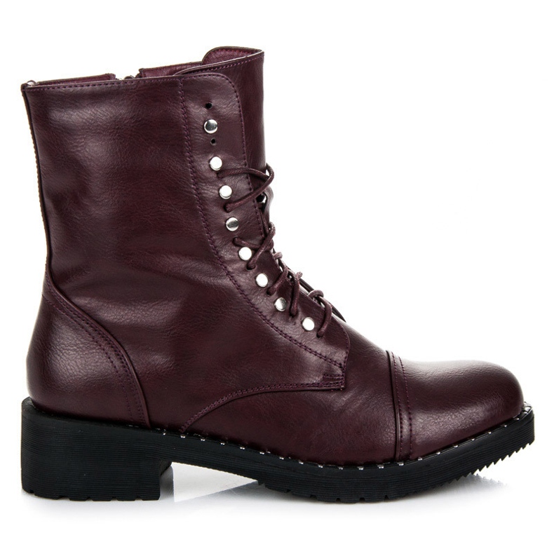 Anesia Paris Stivali allacciati bordeaux rosso