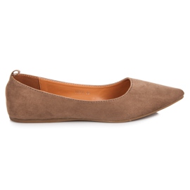 Licean Ballerine in camoscio con scollo a V marrone