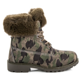 Queen Vivi Trapper mimetici con pelliccia verde