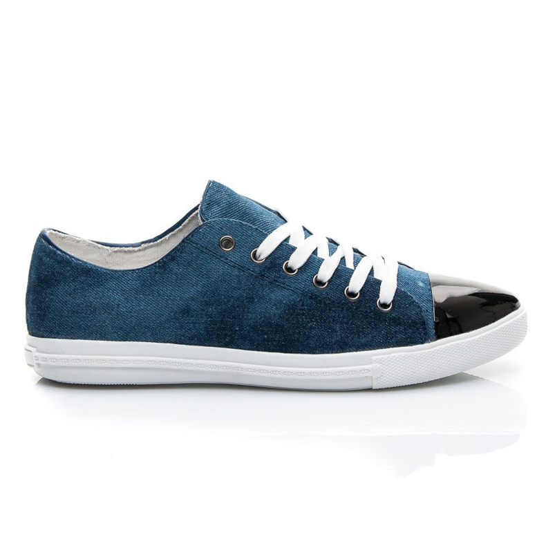 Sneakers In Denim Con Punta In Metallo blu