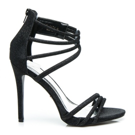 Ideal Shoes Sandali glitterati su tacco alto nero