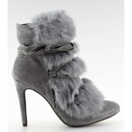 Stivali su tacco alto con pelliccia grigio 1319 D.GRAY