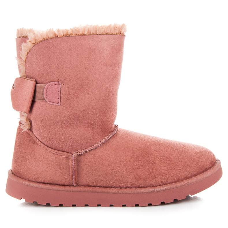 Mukluki in pelle scamosciata con fiocco rosa