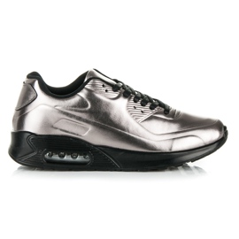 Sneakers lucide con lacci grigio