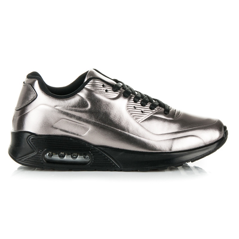 Sneakers lucide con lacci grigio