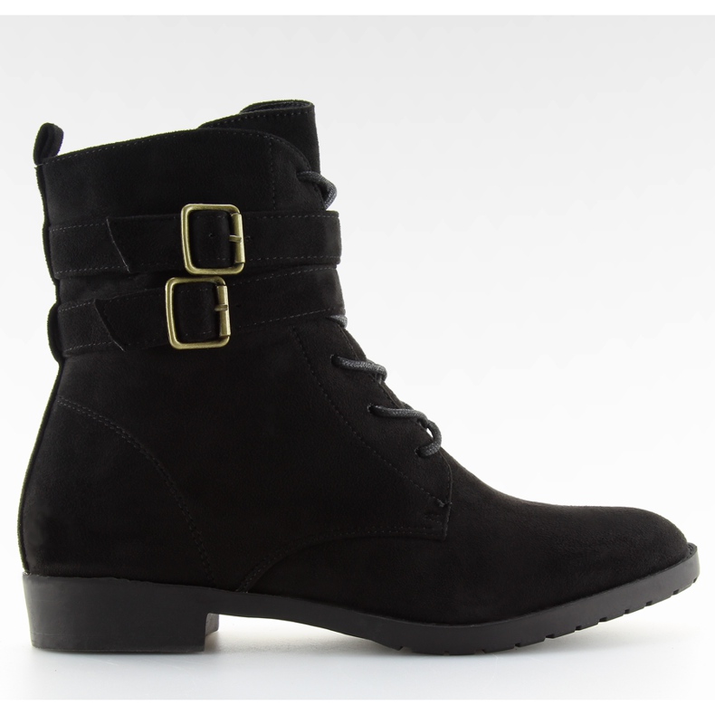 Stivaletto stringato camoscio nero H7187 negro