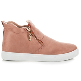 Sneakers slip-on in pelle scamosciata rosa