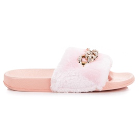 Queen Vivi Infradito rosa con pelliccia