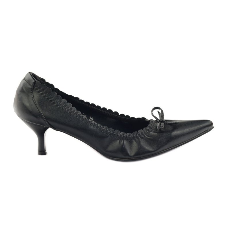 Décolleté con inserto in pelle Christine nero