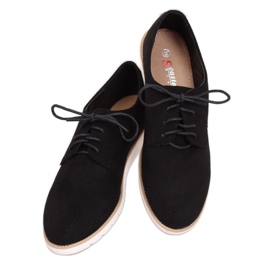 Mocassini stringati da donna neri T297 Nero