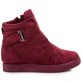 Sneakers bordeaux su zeppa rosso