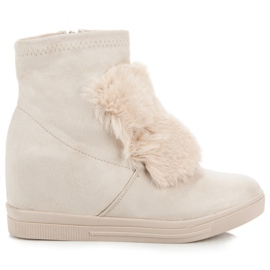 Sneakers con zeppa con pelliccia marrone
