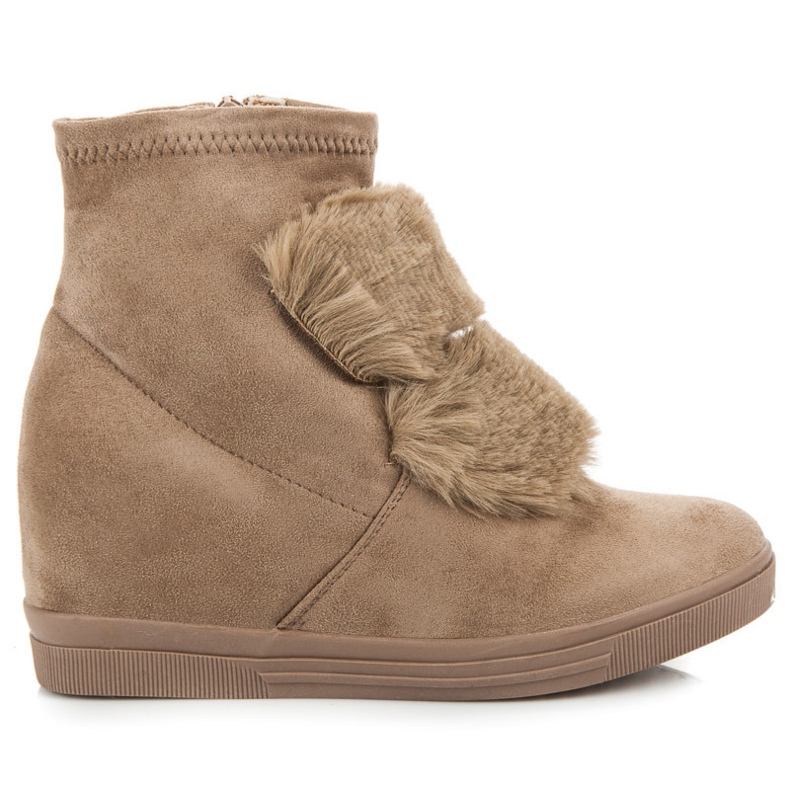 Sneakers Zeppa Con Pelliccia marrone