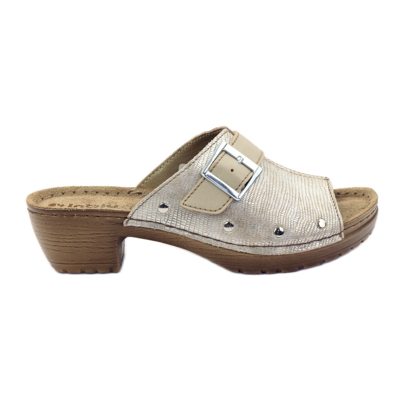 INBLU BL061 ciabattine con fibbia argento beige marrone grigio