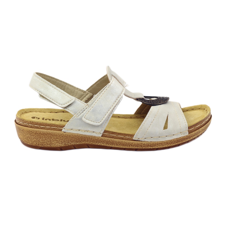 Comodi sandali Inblu F02 j beige perla marrone grigio