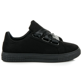 Sneakers In Pelle Scamosciata Legate Con Un Nastro nero
