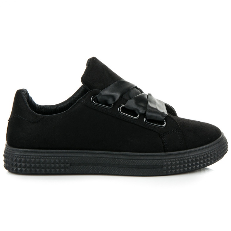 Sneakers In Pelle Scamosciata Legate Con Un Nastro nero