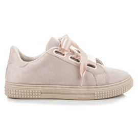 Sneakers in camoscio allacciate con un nastro marrone