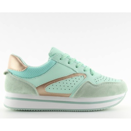 Scarpe sportive con suola alta color menta verde