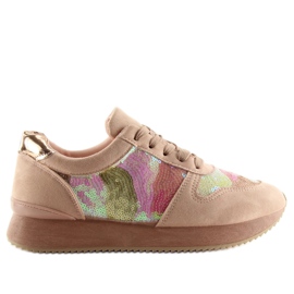 Scarpe sportive con paillettes rosa LH10P Pink giallo