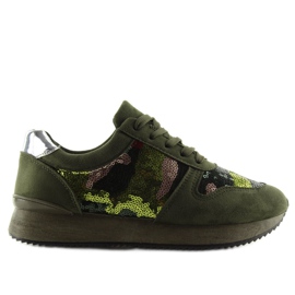 LH10P Scarpe sportive verdi con paillettes grigio verde giallo