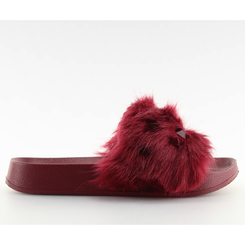 S37 W.RED ciabattine bordeaux con pelliccia rosso